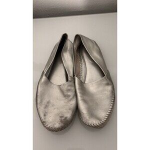 BCBGeneration Xavier Metallic Silver Leather Loafers Flats 8B